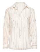 Mango Pocket Striped Shirt Beige