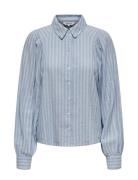 ONLY Onlcaro L/S Linen Bl Puff Shirt Cc Pnt Blå