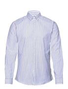 Lindbergh Striped Superflex Oxford L/S Blå