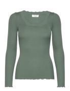 Rosemunde Silk T-Shirt W/ Lace Khaki Green