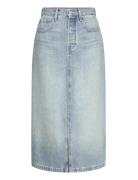 Tommy Hilfiger Dnm Midi Straight Skirt Hw Ash Blå