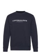 Lindbergh O-Neck Printed Sweat Marinblå