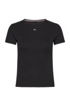 Tommy Jeans Tjw Slim Essential Rib Ss Svart