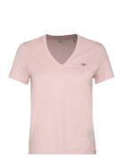 GANT Reg Shield Ss V-Neck T-Shirt Rosa