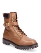 Tommy Hilfiger Buckle Lace Up Boot Brun