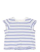 Mango Ruffled Striped T-Shirt Blå