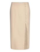 Mango Linen Skirt With Slit Beige