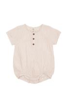 Copenhagen Colors Seersucker Romper W. Sleeves Beige