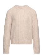 Lindex Sweater Knitted Solid Melange Beige