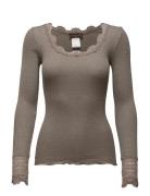 Rosemunde Silk T-Shirt W/ Lace Brun