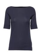 Lauren Ralph Lauren Stretch Cotton Boatneck Tee Marinblå