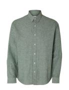 Selected Homme Slhregnew-Linen Shirt Ls Classic Grön