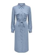 ONLY Onlcaro Ls Linen Bl L Shirt Dress Cc Pnt Blå