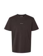 Selected Homme Slhaspen Print Ss O-Neck Tee Noos Brun