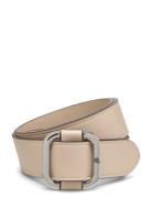 Lauren Ralph Lauren Slide-Buckle Leather Belt Beige