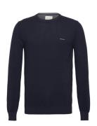 GANT Cotton Pique C-Neck Marinblå