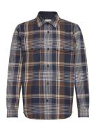 GANT Heavy Twill Check Overshirt Marinblå