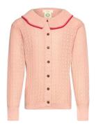 Copenhagen Colors Pointelle Knitted Cable Cardigan W. Collar Rosa