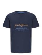 Jack & J S Jjgreat B2S Logo Tee Ss Ln Jnr Marinblå