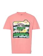 Superdry Neon Travel Graphic Loose Tee Rosa