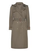 Lauren Ralph Lauren Belted Double-Breasted Trench Coat Khaki Green