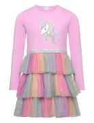 Lindex Dress L S Unicorn And Mesh Ski Rosa