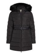 Calvin Klein Mw Padded Scuba Belted Coat Svart