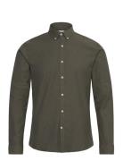 Lindbergh Yarn Dyed Oxford Superflex Shirt Khaki Green