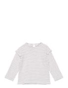 Mango Striped Long Sleeves T-Shirt Vit