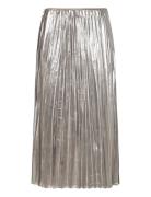 Mango Metallic Pleated Skirt Silver