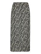 Mango Slit Printed Long Skirt Svart