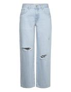 Mango Decorative Ripped Wideleg Jeans Blå