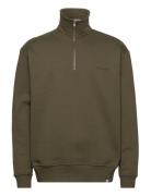 Les Deux Diego Half-Zip Sweatshirt Khaki Green