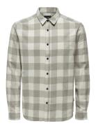 ONLY & SONS Onsgudmund Ls Checked Shirt Beige