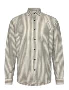 Lindbergh Striped Cotton Shirt L/S Beige