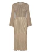 Malina Lexi Contrast Knitted Midi Dress Beige