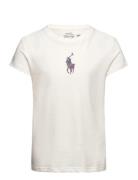 Ralph Lauren Kids Floral Big Pony Cotton Jersey Tee Vit