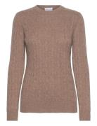 Davida Cashmere O-Neck Cable Sweater Beige