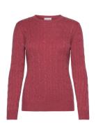 Davida Cashmere O-Neck Cable Sweater Röd