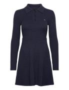 Tommy Jeans Tjw F&F Polo Cable Sweater Dress Marinblå