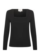 My Essential Wardrobe Viggamw Square Neck Blouse Svart