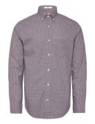 GANT Reg Poplin Micro Check Shirt Burgundy