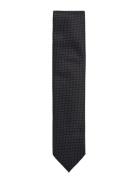 Lindbergh Black Polyester Tie With Dots 7 Cm Svart