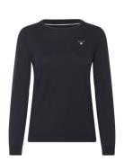 GANT Cotton C-Neck Marinblå