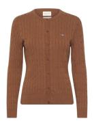 GANT Stretch Cotton Cable Cardigan Brun