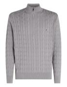 Tommy Hilfiger Classic Cotton Cable Zip Mock Grå