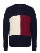 Tommy Hilfiger Cable Flag Sweater Marinblå