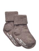 Melton Cotton Socks - Anti-Slip Brun