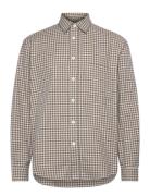 Garment Project Relaxed Long Sleeved Shirt - Grey/Beige Check Beige