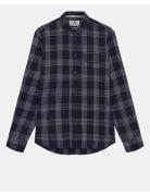 Anerkjendt Aklouis Structure Check Shirt Marinblå